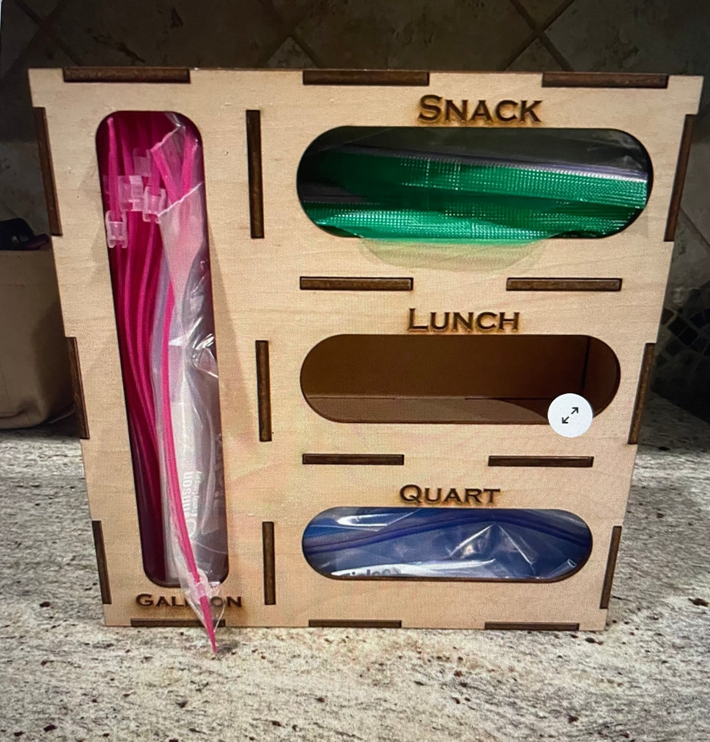 Zipper bag storage container