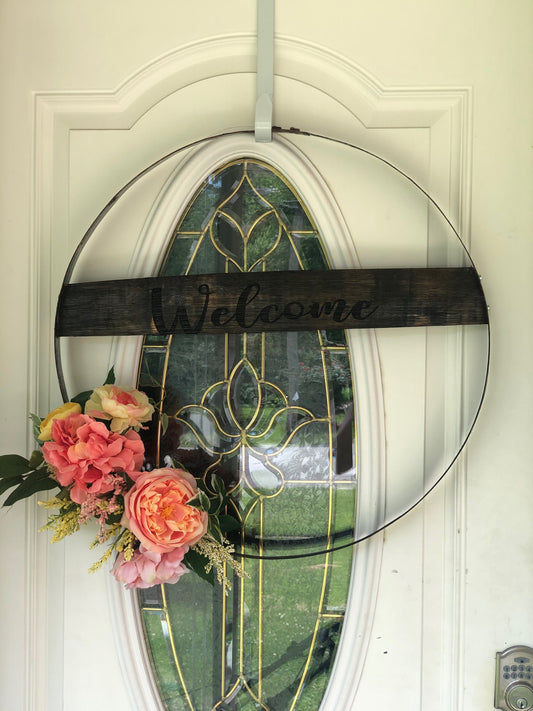 Barrel stave/ring welcome wreath